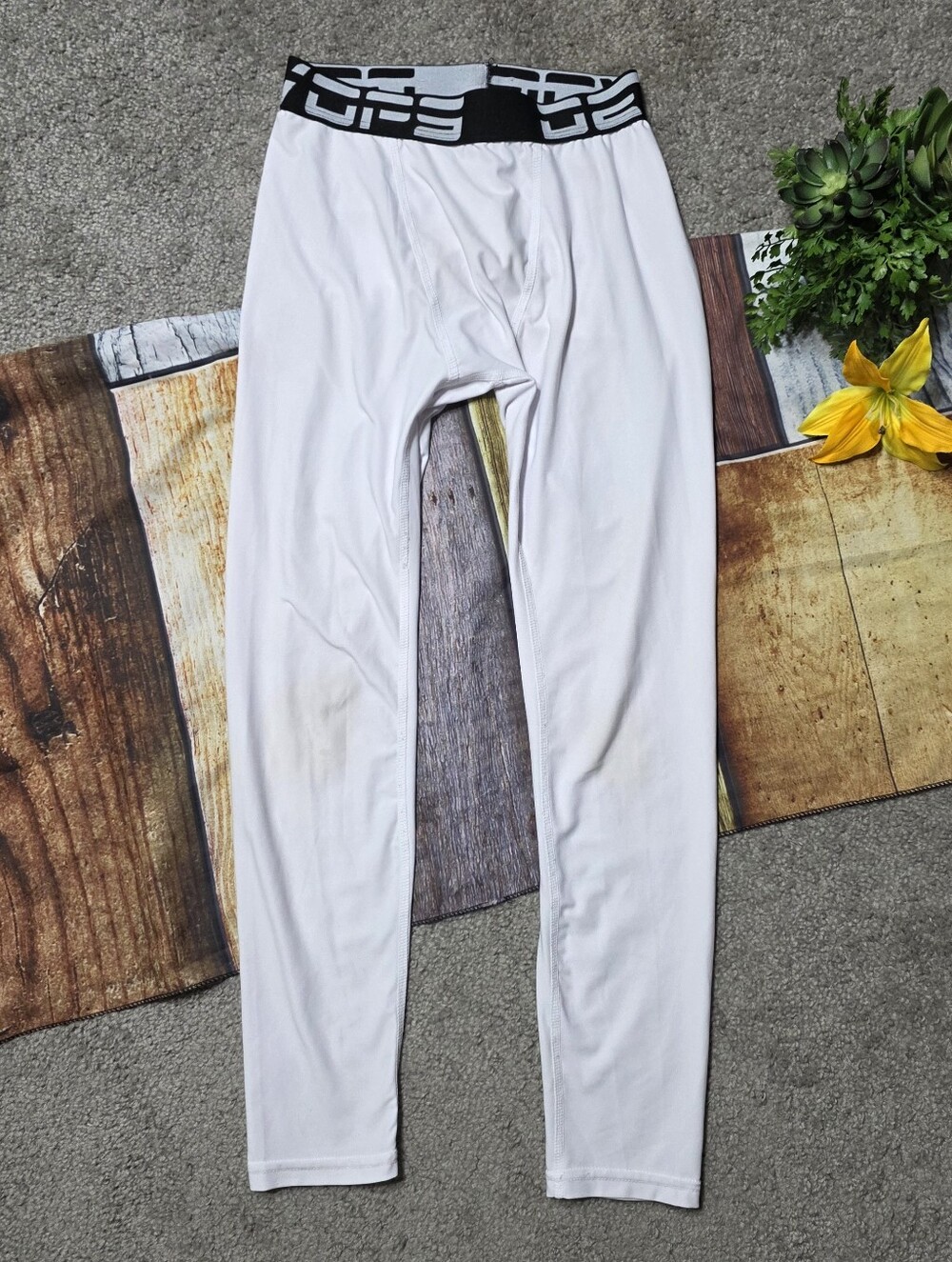 Devops Boys Baseball Leggings Sports Compression Pants White Size Small